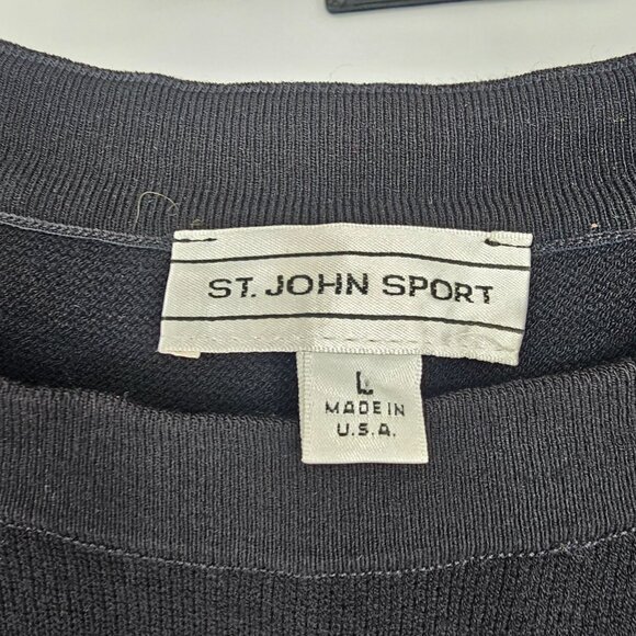 St. John Golf Chevron Intarsia Knit Vest L Black Red Tan Preppy Luxury Artsy - Picture 4 of 10